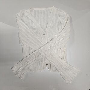 White Ribbed Cardigan